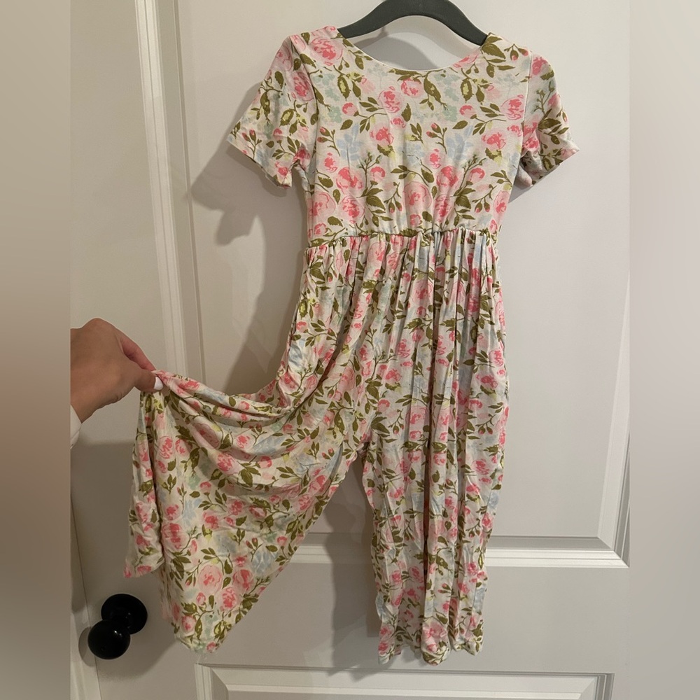 SweetHoney Pink and Green Floral Jumpsuit